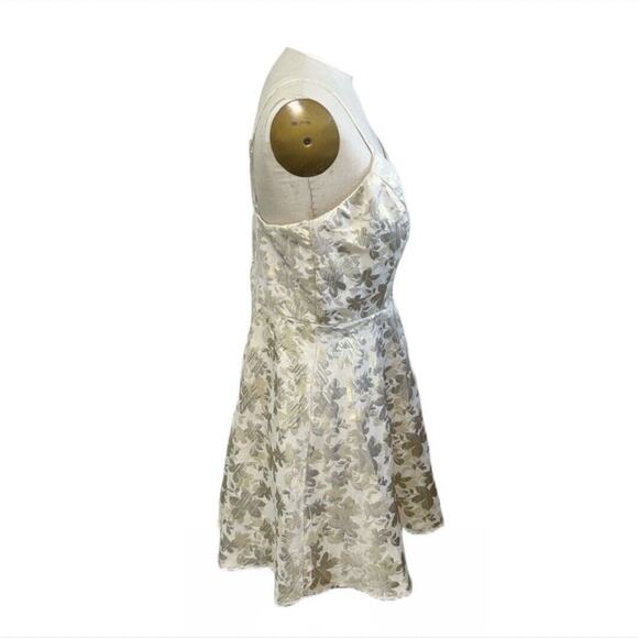 Trixxi Clothing Company Mini Dress Gold/Ivory Spaghetti Straps Prom Party Size L - Picture 3 of 7